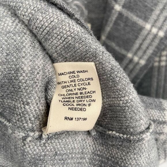 Marled Double Breasted Button Front Collared Plaid Vest Gray/White Medium NWT - Picture 8 of 9